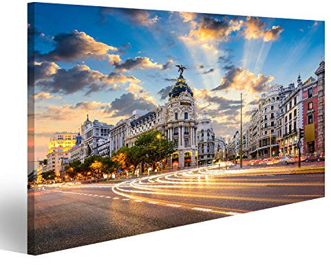 islandburner Cuadro Moderno en Lienzo Madrid España Cityscape En La Calle De Alcalá Y La Gran Vía Cuadros Decoracion Cocina Salon
