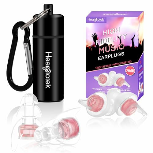 Hearprotek Musik Gehörschutz Ohrstöpsel für Frauen, 20db Women Ohrstöpsel- Filterrauschen & Erhält Tonqualität für Konzerte, Festivals, Disco Rosa
