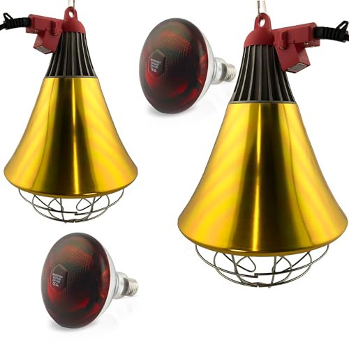 2 Stk. Wärmestrahler mit Sparschalter für Tiere | 2 Stk 175W Rotlichtlampe | Infrarotlampe Wärmelampe E27 | Ferkellampe, Kückenlampe, Wärmelampe Tiere, Infrarot Heizstrahler