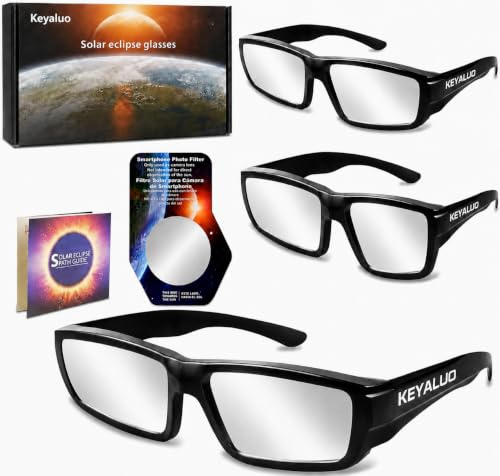 Solar Eclipse Glasses,Solförmörkelseglasögon AAS-godkända 2026, 3-pack solförmörkelseglasögon för direkt solvisning-ISO 12312-2:2015(E) & CE-certifierade