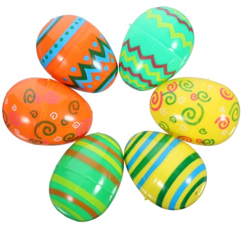 Toyvian Ungefüllte Ostereier 12 Stück Leere Plastikeier Farbige Kapseln Bedruckte Eier Befüllbare Süßigkeitenboxen Für Leckereien Spielzeugkorb Osterdekoration