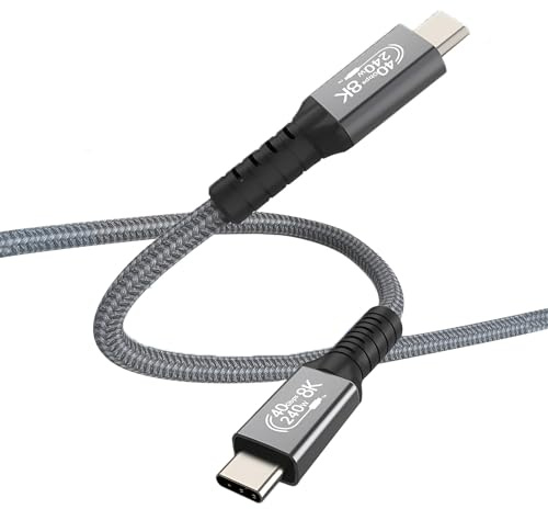 MMOBIEL USB4 Kabel 1 m - 240W Schnellladekabel USB-C zu USB-C - 8K@60Hz - 40 Gbps Datenübertragung - Kompatibel mit Thunderbolt 3/4, iPhone 16 15, MacBook Pro/Air, iPad, Samsung Galaxy, HP etc.
