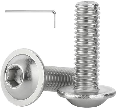 WZHUIDA 20 Stück M8 x 16 mm Schrauben, Edelstahl Linsenkopf Schrauben mit Flansch, Vollgewinde Innensechsrund Flanschschrauben mit Schraubenschlüssel