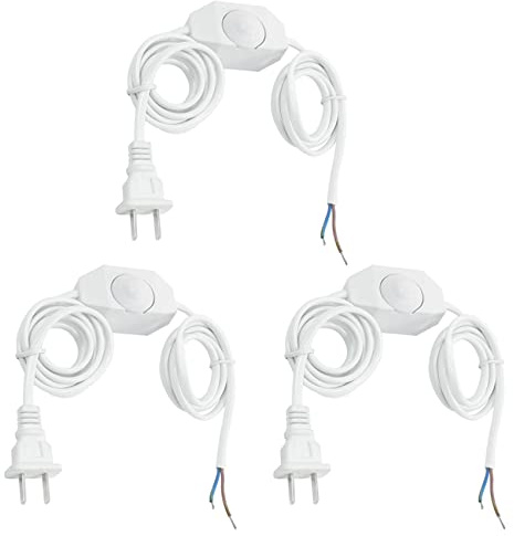 Kioball 3X Weisse Lampe Netzkabel mit Dimmerschalter AC 250V / 110V US Stecker