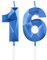 Königsblaue Kerzen zum 16th Geburtstag, 3D blaue Zahl 16 Kerze für Kuchen, Junge Mädchen 16th Geburtstag Dekorationen, blaue Kuchendekorationen, blaue Kerze Kuchen für Geburtstagsfeier Hochzeitstag