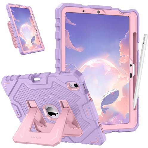 Fintie Funda para iPad Air de 11 Pulgadas M3 (2025) / M2 (2024), iPad Air de 5ª (2022) / 4ª generación (2020) de 10.11 Pulgadas,Resistente a Prueba de Golpes con Soporte para niños,Morado + Rosa