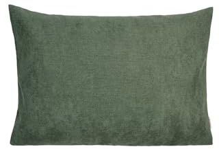 beties Farbton-Serie Kissenbezug ca. 25x35 cm Premium Uni kleine Kissenhülle aus deutschem Unternehmen, Chenille-Haptik in Raumausstatter Qualität - oliven-grün