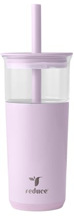 REDUCE Aspen Vakuumisolierter Glasbecher, extra breiter Strohhalm und Deckel, 567 g