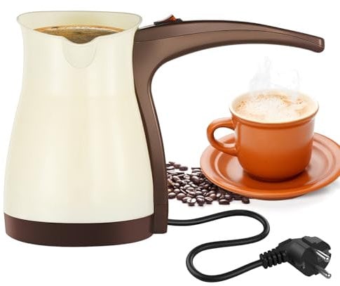 BORDEAG Cafetera Turca 500 ml, Turkish Coffee Pot Electric, Cezve Cafetera Turca de Acero Inoxidable para Hogar Oficina y Viajes