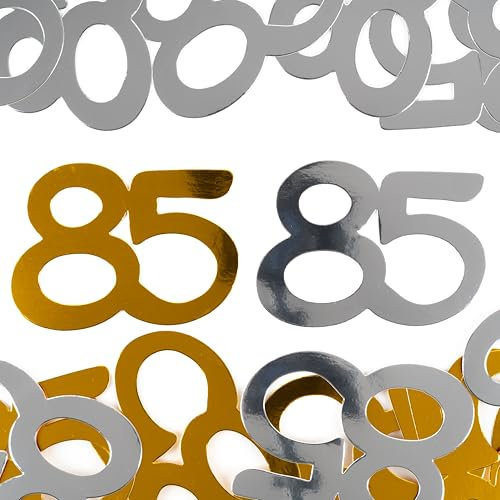 85 Geburtstag Deko Konfetti Jumbo silber/gold - Originelle Geburtstagsdeko 85 Jahre für einen gelungenen 85 Geburtstag Frau oder Mann - Tiwoca