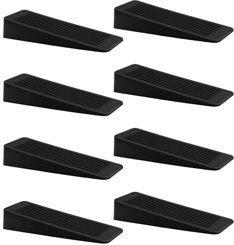 Black Rubber Door Stop 8 Pack, Door Stoppers for Floor, Door Stops Indoors, Door Wedge, Non-Slip Rubber Door Stopper, Door Wedges Indoors, Ideal for All Floor Types