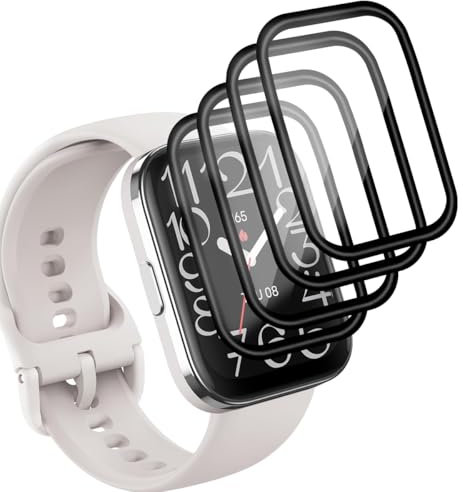 Yieehhow Pellicola Protettiva per Amazfit Bip 5 Unity 46mm Vetro Temperato [4 Pezzi], PMMA Film Protettivo Composito, HD/Anti-graffio, 3D Curva Protezione Schermo per Amazfit Bip 5 Unity 46mm