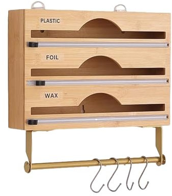 UUE Wandrollenhalter Küche, 6-in-1 Wandrollenhalter Küche 3 Rollen, Rollenhalter Küche, Folienabroller Küche, Rollenhalter küche, Frischhaltefolienspender, Alufolie Schneider