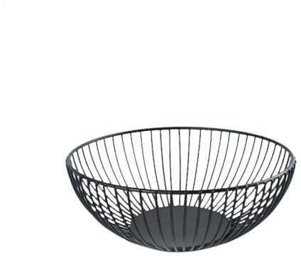 Xujuika Black Fruit Bowl Modern | Fruit Bowl Basket Kitchen Counter | Small Wire Basket Round with Hollow Design to Display, Vegetables, Bread, Candy, Household Items