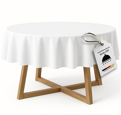 texpot Damast Tischdecke 320 cm rund 100% Baumwolle weiß Tafeltuch Tischwäsche