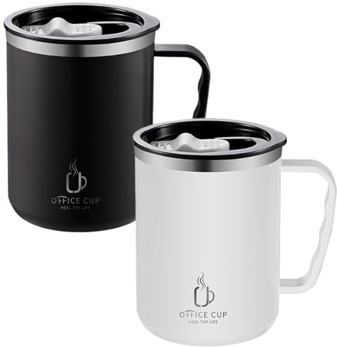 Coffee Cup Travel Mug 17Oz Insulated Coffee Mug Stainless Steel Travel with Leakproof Lid & Handle Double Wall Vacuum Thermal for Hot and Cold Beverages Black