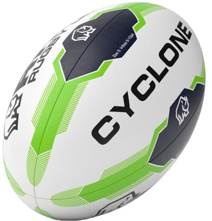 Rhino - Cyclone XIII Rugby-Ball (4) (Weiß/Grün/Schwarz)