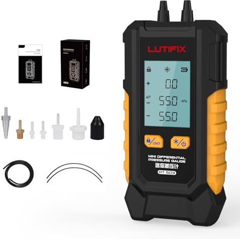 Differenzdruckmessgerät, digitales manometer druckluft -101–200 kPa, 0,1 kPa Auflösung Luftdruck-Messgerät Meter hvac vacuum manometer Gas Differenzdruckmesser digital manometer