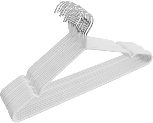 Taylor & Brown 20-Pack Premium Heavy Duty Metal Hangers with Non-Slip Rubber Coating – Space-Saving Clothes Organiser for Wardrobes, Coat Rack Rails, Jackets, Shirts & Pants (White)