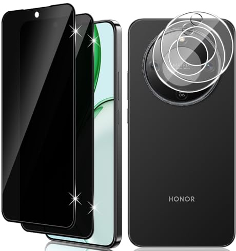 Vanrain Verre Trempé Anti Espion pour Honor Magic 8 Lite 5G, 2+2 Pièces Anti Spy Verre Trempé et Caméra Protection, Protection écran Film 9H Dureté Anti Rayures Sans Bulles