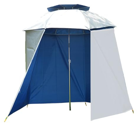 Angelschirm Schatten - Halbrunder Sportschirm, Tragbarer Wasserdichter UV-Schutz Sonnenschirm Tuch, Outdoor Sonnen- und Regenschutz, Ideal für Angeln, Camping, Strandausflüge, Wandern