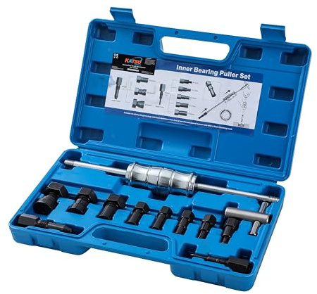 KATSU Tools - Set di 12 pezzi per estrattori di cuscinetti interni per fori ciechi con martello a scorrimento e mandrini espandibili 8-32 mm per officina auto e moto, Modello 450745
