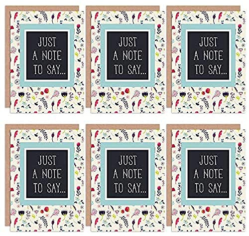 Wee Blue Coo Thank You Cards 6 Pack - Just A Note Flowers Pretty Set Blank