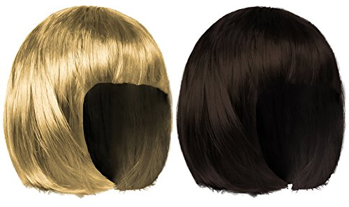 Rasta Bob Perücke Fasching für Damen Herren & Kinder Cabaret - 2 er Set Set Braun + Blond