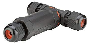 Goobay 81286 Outdoor T-Stück Kabelverbinder wasserdicht IP68 / 3 polige Kabelmuffe / Stromkabel verbinden LSA / Außenbereich T Verbindungsmuffe