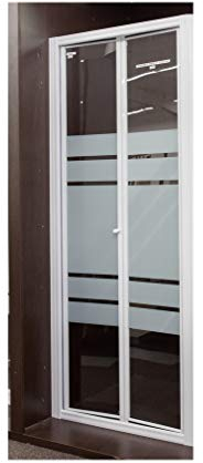 Porte de douche en verre de sécurité véritable de 3 mm d'épaisseur, paroi de douche en verre avec rayures, différentes largeurs, H 185 cm, profilés en aluminium argenté satiné (80-85 cm)