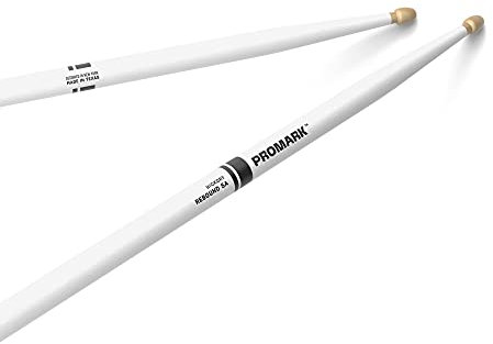 Promark Paire de baguettes américaines Rebound 5A en noyer blanc avec pointe en forme de gland, blanc, paire unique
