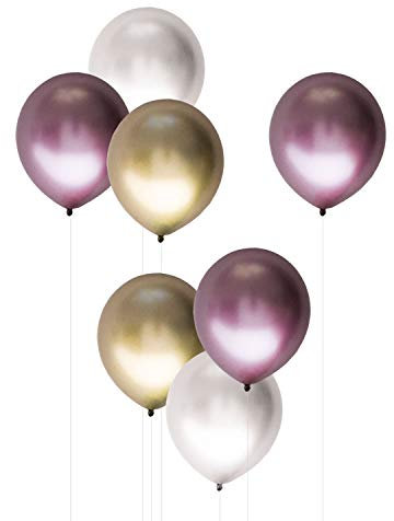 Oblique Unique® 7X Luftballons im Farbmix für Geburtstag Feier Party Deko Ballons im Metallic Look - wählbar (Rosa)