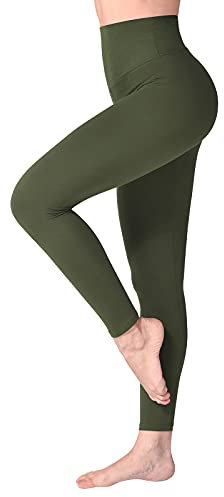 SINOPHANT Leggings Damen High Waist - Blickdicht Leggins mit Bauchkontrolle für Sport Yoga Gym(1 Armee grün,L-XL)