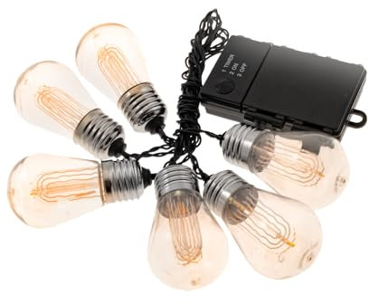 LitezAll 6 Piece Set Vintage Led Edison Bulb String Lights - 3 AA Alkaline Batteries Included