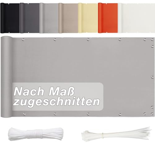 Aiyaoo Balkon Windschutz 75cm x 550cm- Sichtblende Balkonstoff WitterungsbestäNdig Und Wasserabweisend, in div. Größen & Farben, für den Gartenzaun oder Balkon - Grau