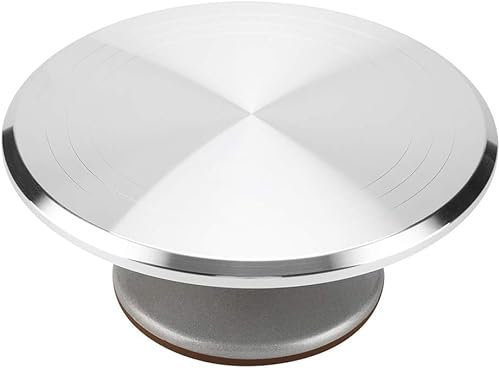 Wakects Plato giratorio para tarta giratorio plano giratorio, plato giratorio para tarta de aluminio 12 pulgadas, soporte para tocadiscos para tartas, apto para cupcakes y pasteles