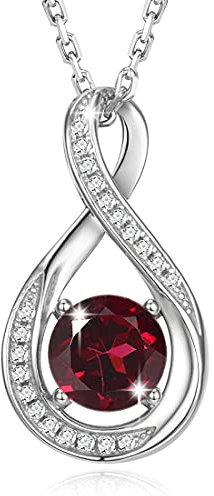 GEMLANTO 925 Sterling Silber Erstellt Granat Halskette Januar Geburtsstein Halsketten für Frauen Infinity Zierliche Geburtstag Jubiläum Schmuck Geschenke für Sie 40+5cm