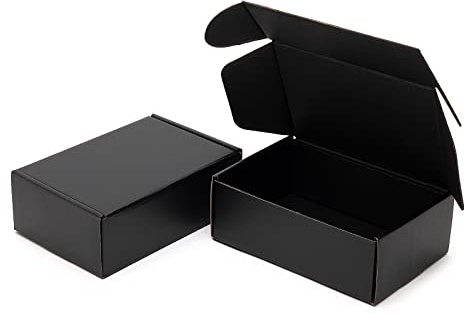 Timirog 6x4x2 Inches Small Black Shipping Boxes 25 Pack - Corrugated Cardboard Mailing Box for Small Business, Tab Locking Literature Mailer for Packing Jewelry Ornament Gift Craft Packaging Supplier