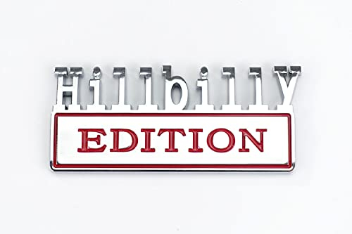 Hillbilly Edition | Emblem zum Kleben | 3D Kunststoff Aufkleber | Chrom/Rot