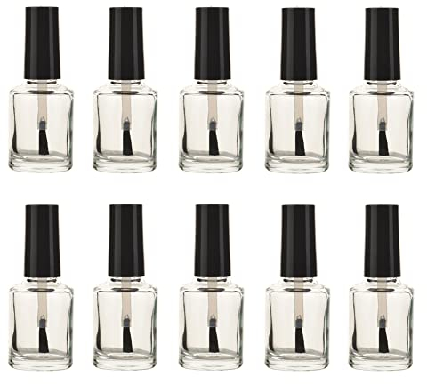 10PCS 0.5oz Nail Polish Containers Empty Glass Bottles with Brush Cap Refillable Nail Polish Nail Touch Up Bottle for Making Your Own Nail Polish