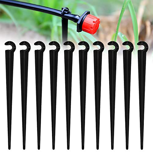 Pinsheng 100 Piezas Riego por Goteo Apoyo Estacas, Estacas Soporte Riego Por Goteo Plástico, Soporte para Tuberías para Manguera de Riego de 4/7 mm para Sistema de Goteo Jardin
