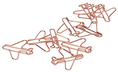 100 Stück praktische Büroklammern in Roségoldform Flugzeug