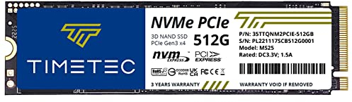 Timetec 512GB SSD NVMe PCIe Gen3x4 8Gb/s M.2 2280 3D NAND QLC de Alto Rendimiento SLC Velocidad de Lectura de caché de hasta 1.900MB/s Unidad Interna de Estado sólido para PC, portátil y Escritorio