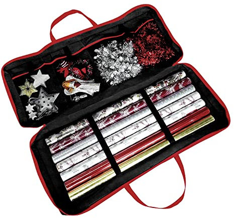 RAM ONLINE Large Fabric Wrapping Paper Storage Gift Wrap Christmas Rolls Bag Black (82 x 34 x 13 cm) For, Tags & Bows, M