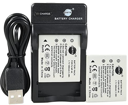 DSTE NP-40 Li-ion Battery (2-Pack) and Micro USB Charger Compatible for Fujifilm FinePix F460 F470 F480 F610 F650 F402 F403 F420 F455 F700