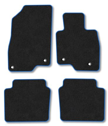 Car Mats Compatible With Mazda 6 (2013+) [Saloon] Blue Trim Carpet Tailored Fit Car Floor Mats Set Accessory Custom Fit Water-Resistant Anti Slip Backing All Weather Full Coverage With Clips