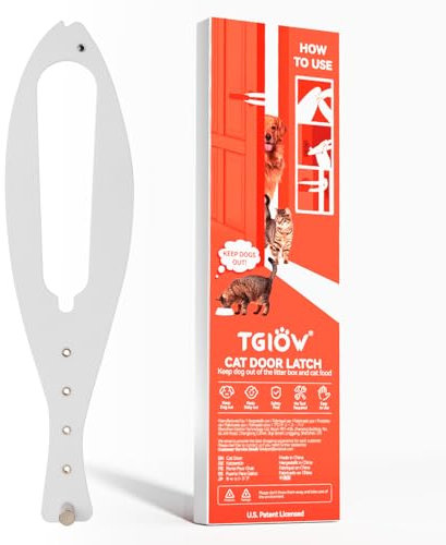 LIBBEPET Cat Door Latch, 1 Pcs Flex Latch Cat Door Holder, Cat Door Stopper to Keep Dog Out of Litter Boxes and Food, 5 Adjustable Size Strap 2.5-6 Wide, No Measuring, Easy to Install, White