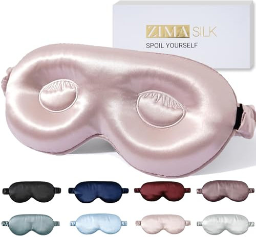 ZIMASILK Einstellbare Schlafmaske aus reiner Maulbeerseide, 3D-Konturierte Cup-Augenmaske zum Schlafen, Superweiche, atmungsaktive Augenbinde, blockiert perfekt Licht zum Schlafen.(Rose)