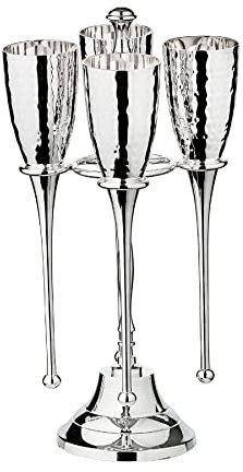 EDZARD 4er Set Sektkelche Didi mit Ständer, gehämmert, edel versilbert, Höhe 32 cm