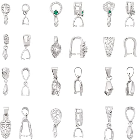 Spritewelry 24 Stück Messing Eispickel Pinch Clip 12 Stile Pinch Bails Charms Eispickel Perlen Aufhänger Glieder Verbinder für baumelnde Charms Ohrringe Armband Halskette Schmuckherstellung